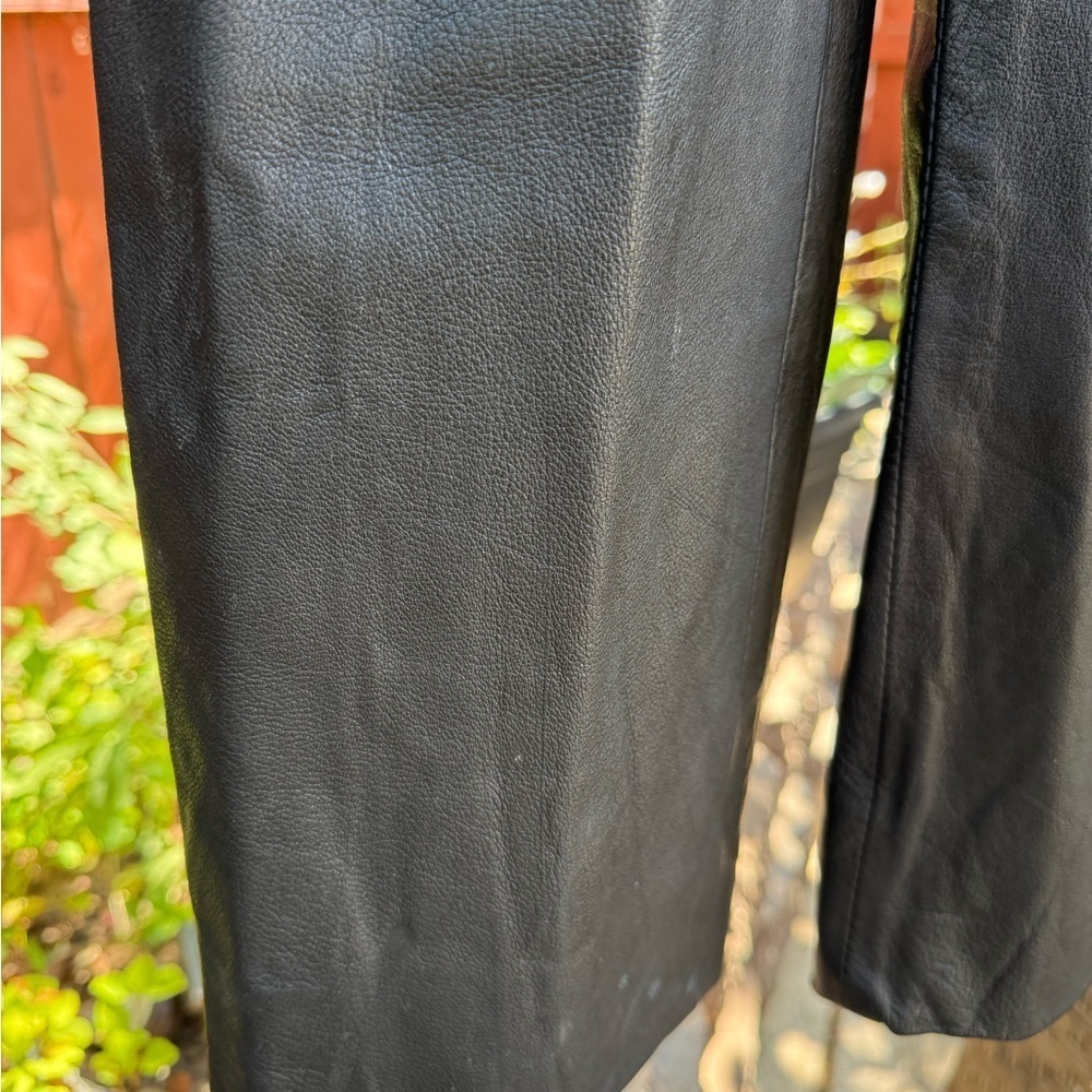 Vintage Black Straight Leg Leather Pants - Picture 4 of 11